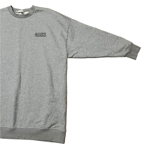 Ganni gray software crew neck oversized logo sweatshirt Made in Portugal - Picture 4 of 14